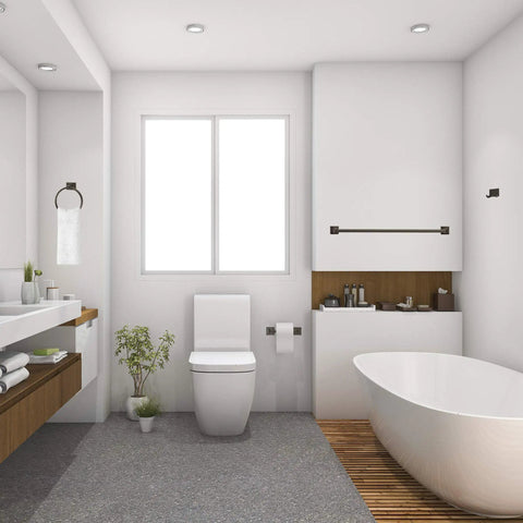 Bathroom featuring the Oil Rubbed Bronze 4 Piece Bathroom Accessory Set With Concealed Screws And 24 Inch Towel Bar, 8.25 Inch Toilet Paper Holder