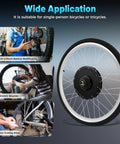 26 Inch Electric Bike Conversion Kit 48V 1000W Rear Hub Motor With 460 RPM PAS Sensor And LCD Display showcased in assembly scenarios
