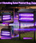 Rechargeable Solar Powered Mosquito Zapper With 4500V High Voltage, 15W Solar Panel, Waterproof Cordless Bug Zapper Lamp for Outdoors