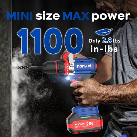 Straight Fire Brushless Hammer Drill Compatible With Makita 18V Battery Packing 1100 In Lbs Torque, compact cordless drill in use.