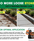 Ready to Use Mulch and Gravel Glue for Landscaping No Mess No Fuss One Gallon Rock Binder Non Toxic Weather Resistant Holds Pebbles Pine Straw for Garden Paths and Beds With Easy Application. Before and after garden path with mulch glue bottle