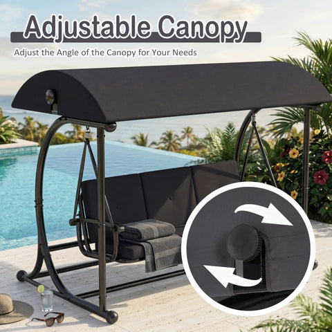 Modern Outdoor Patio Swing With Adjustable Canopy by poolside