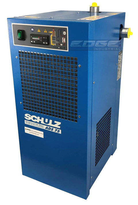Tough As Nails Refrigerated Air Dryer With Zero Fuss Moisture Control And Heavy Duty Oil Stripping Filters Designed For 15 To 20 Horsepower Compressors, blue unit with controls and ports.