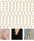 Premium 20 Pack Of Versatile Loop Safety Pin Brooches displayed; 20 golden loop pins for secure fashion styling.