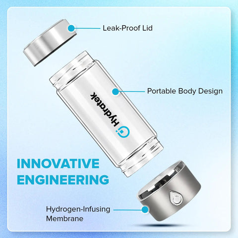 Portable Hydrogen Water Bottle With SPE PEM Tech Ionized Water On The Go 420 Ml Hydrogen Infusion with leak-proof lid and membrane