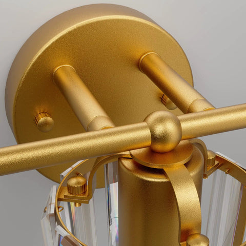 Close-up of gold finish on Gold Crystal Bathroom Vanity Light With Two Lights Dimmable E26 Socket Modern Vanity Fixture Perfect For Bathroom Or Powder Room Bulbs Not Included Easy Install