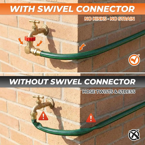 High Flow Three-Quarters Inch Brass GHT Male Swivel Connector With 180 Degree And 360 Degree Rotations Lead Free Corrosion Resistant For Fast Fill And Easy Watering on hose bib
