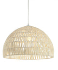 Cream Modern Boho Rope LED Pendant Light Fixture With Adjustable Dome Ceiling Lamp For Kitchen Island, Rope Shade