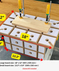 Heavy Duty Dovetail Clamping Board For Woodworking 12 X 18 Inch Benchtop on table with dimensions marked.