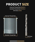 Thread Repair Kit M10X1.0X12.7MM With Stainless Steel Inserts And HSS Drill Tap Counterbore And Installation Driver size details