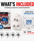 Epic Halloween Fake Spider Webs With 200 Square Feet Of Stretchable Yard Netting And Twenty Realistic Creepy Crawlers For Indoor Outdoor Home Party Decor That Brings Total Goosebumps with packaging and spiders.