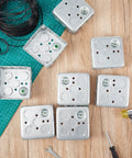 12 Pack 4x4 Inch Metal Electrical Junction Boxes Deep Square Silver Galvanized Steel Drawn Construction 21 Cu In Capacity For Wiring Conduit And Electrical Projects Diy Ready Heavy Duty Box Set shown with knockouts
