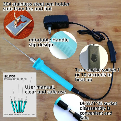 Electric Foam Cutting Tool Pen 10cm Hot Wire Cutter For Foam Craft And DIY Projects with accessories and manual