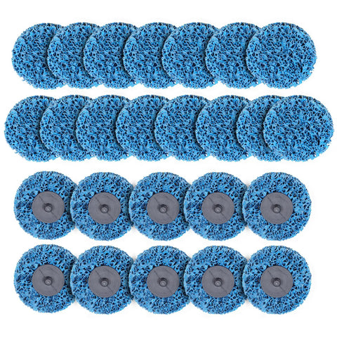 25 Pack 3 Inch Quick Change Strip And Clean Discs For Paint And Rust Removal Heavy Duty Beefy Non Woven Nylon With Extra Coarse Grit Blue