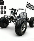 Electric Off Road Go Kart For Teens And Adults With Peak 4000W Brushless Power, aluminum rims, protective gear, and flag