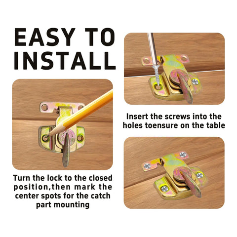 Heavy Duty Metal Table Locks Built Tough Align N Lock Furniture Connectors With Included Mounting Screws Premium Gold Finish installation steps.