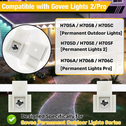 200 Piece Outdoor Cable Clip Kit With Mounting Brackets And Screws For Govee Permanent Outdoor Lights 2 Pro Replacement H705A Through H706C Durable Plastic Construction Keeps Cables Secured In Wind And Rain Easy To Install