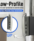 Lockable Weatherproof 1 Gang Outdoor Outlet Cover With Slim Low Profile Design, Plastic Construction, side view installation