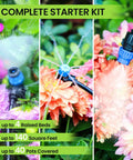 Drip Irrigation System 230Ft Garden Watering Kit With Quick Connect Fittings spraying flowers in garden.