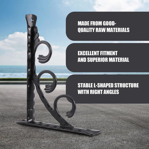 Decorative 2 Pack Wall Mounted L Shaped Shelf Brackets Space Saving Heavy Duty Angle Supports shown on pavement background