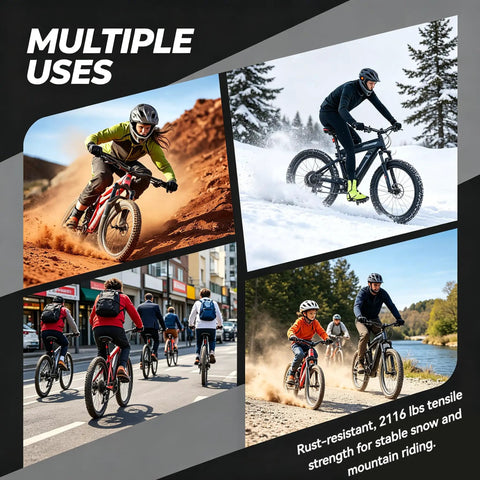 Cyclists riding on various terrains using All In One Bike Chain Tool Kit For Six Seven Eight Speed Chains With 126 Link Replacement Chain Breaker