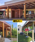Heavy Duty Stainless Steel Deck Post Base And Anchor Bracket For Fences And Railings Porches Pavilions Concrete Support Base 6x6 Actual 5.5x5.5 In Dark Gray Finish 4 Pack installed on wooden porch structures.