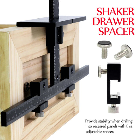 Basic Black Aluminum Alloy Cabinet Hardware Jig installed on wooden cabinet demonstrating handle installation