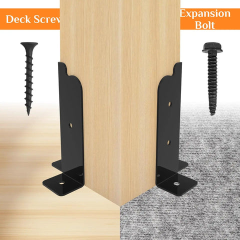 8 Piece Adjustable Deck Post Brackets Set For 2x2, 2x4, 4x4 And 6x6 Posts Fits Fence, Pergola, And Mailbox Support In Matte Black Durable Steel Heavy Duty Outdoor Brackets With Easy Install And Weather Resistant Coating