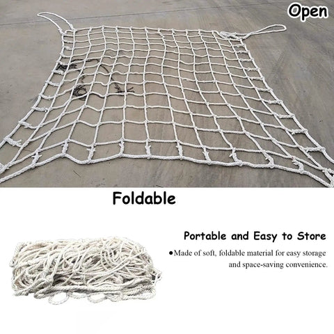 Heavy Duty Cargo Lifting Net 1.5x1.5m Hoisting Webbing, 2 Ton Load Capacity shown open and folded for storage