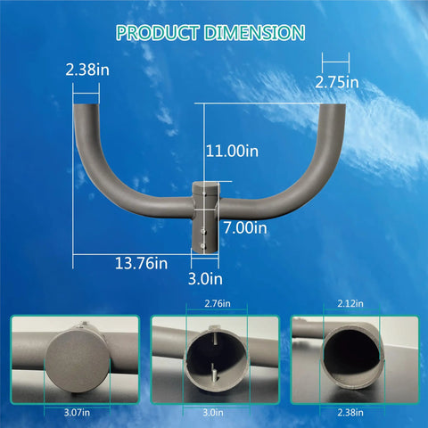 Two Light Bullhorn Mount Bracket For 2 3/8 Inch Slip Fitter Fits LED Street Lights And Parking Lot Lights dimensions image
