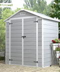 6x4 Ft Resin Outdoor Storage Shed With Floor Lockable Door Weatherproof Plastic Shed for Patio Furniture and Tools