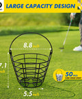 Stainless Steel Golf Ball Basket With Handle Pack Of 2 Holds 50 Balls Each For Easy Practice Cleanup, Durable Rust Resistant