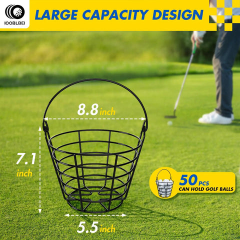 Stainless Steel Golf Ball Basket With Handle Pack Of 2 Holds 50 Balls Each For Easy Practice Cleanup, Durable Rust Resistant