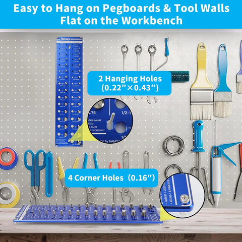 NAMOKA wall-mount thread checker board, blue pegboard with 2 hanging holes and 4 corner holes