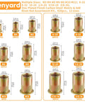 Rock Solid 420 Piece Metric And Sae Rivet Nuts Assortment Kit Featuring Zinc Plated Carbon Steel Thread Inserts For Beast Mode Garage Hustle And No Sweat Repairs in various sizes.