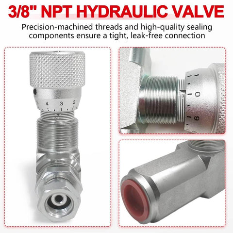 Hydraulic Flow Control Valve 5000 PSI One Way Adjustable Speed Throttle Check Valve close-up with 3/8" NPT threading