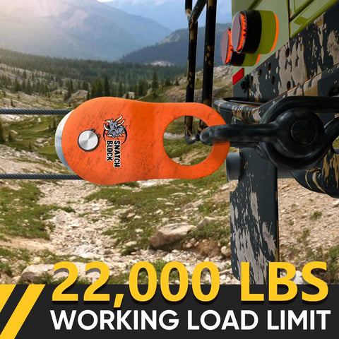 10 Ton Winch Snatch Block Towing Pulley With 22000 Lbs Capacity on vehicle in offroad setting