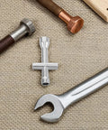Pocket Sized Cross Socket Wrench For RC Models And Robot Repairs Tiny Nut Tool With Precision Fit shown with bolts and wrench