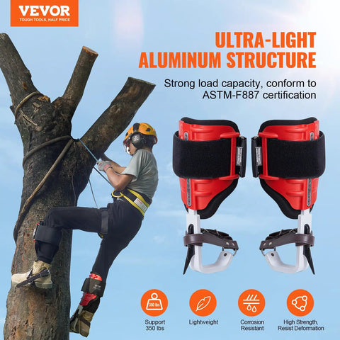 Aluminum Tree Climbing Spikes 1 Pair With Straps And Spike Protectors 350 Pound Load Capacity Arborist Gear For Climbing Hunting Red