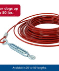Titan Aerial Dog Run For Backyard Freedom A Heavy Duty Tie Out Cable System That Lets Your Pup Roam Safely Up To 50 Lbs Includes Lead Line And Hardware A 50 Foot Trolley Style Cable For Easy Safe Outdoor Play