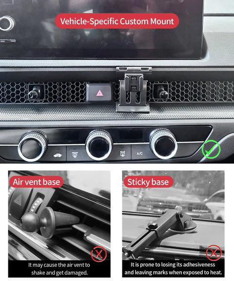Heavy Duty Auto Clamp Car Phone Mount With Boss Grade Grip For Honda CRV Hybrid 2023 To 2026 dashboard setup close-up image.