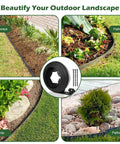 Four Inch Tall Landscape Edging Kit For Garden Borders 40 Ft Black Plastic Border With Sixty Anchoring Spikes in garden setting