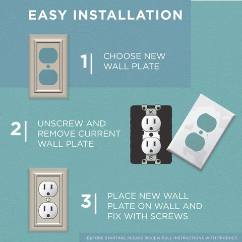 Installation guide for Beaded Double Toggle Wall Plate 2 Gang In Brushed Nickel ETL Certified GFI Outlet Ready Switch Cover
