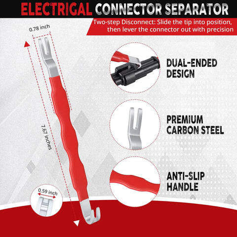 Heavy Duty Electrical Disconnect Pliers Set for Cars, Trucks and SUVs tool diagram with dimensions and features