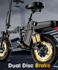 Foldable 14 Inch Electric Bike For Adults with 1500W Peak Motor and Dual Disc Brake in action
