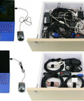 Before and after using Double-Sided Cable Tie Tape 3/4 Inch Nylon Hook And Loop Wire Management Roll, 25 Yards, Reusable Cable Organizer
