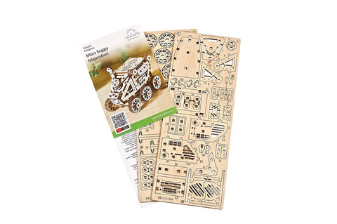 Mars Rover DIY Engineering Kit For Kids And Teens, STEM STEAM Educational Wooden Puzzle Model, Self Assembly Craft Kit, Eco Friendly 3D Toy, Hands On Learning Gift For Boys And Girls, wooden parts and manual