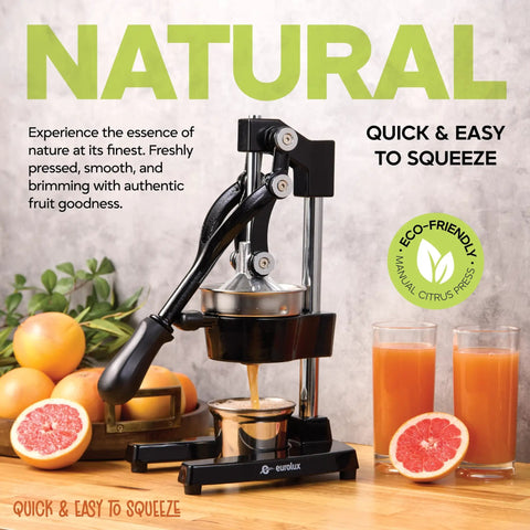 Extra Large Cast Iron Juicer Hand Press Citrus Squeezer For Fresh Orange Pomegranate Lemon Juice Heavy Duty Commercial Grade Black