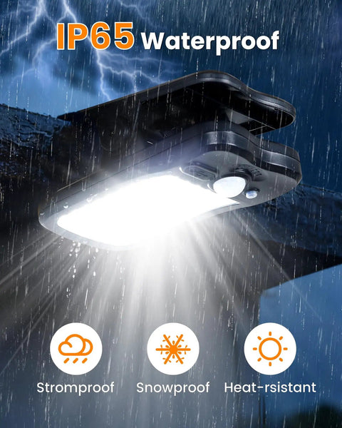 Clip On Solar Lights For Fence With 60 LEDs 500 Lumen Outdoor Waterproof Security Light USB Rechargeable 3 Modes Ideal