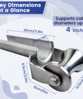 Beefy 4 Inch Stainless Steel Cable Puller Sheave For Heavy Duty Conduit Feeding with key dimensions and size labels